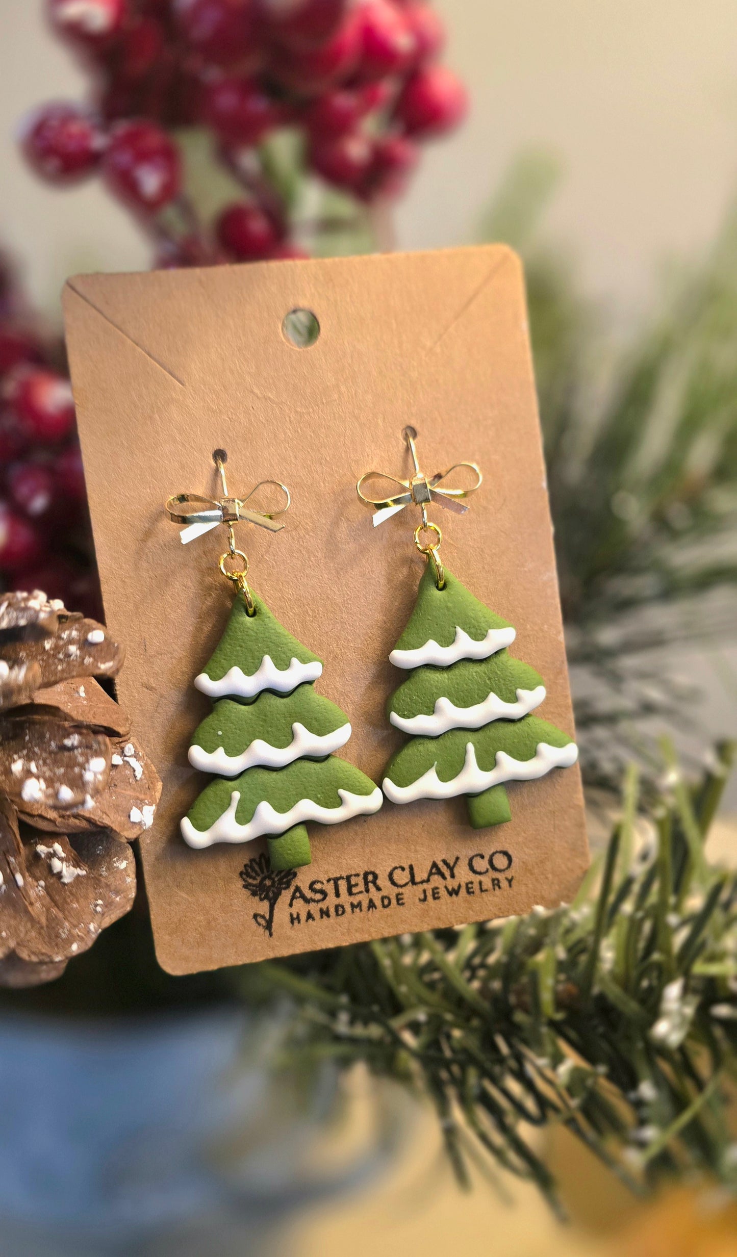 Snow Flocked Winter Tree Dangles