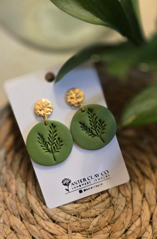 Embossed Fern Stud Dangles
