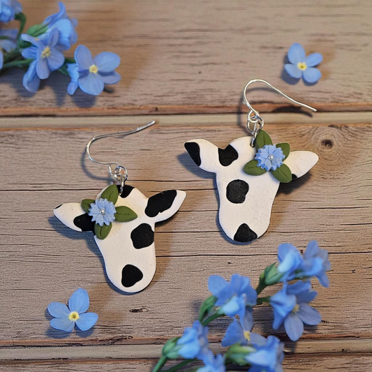 Floral Cow Earrings