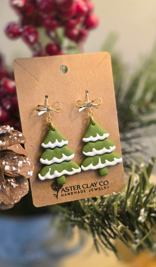 Snow Flocked Winter Tree Dangles